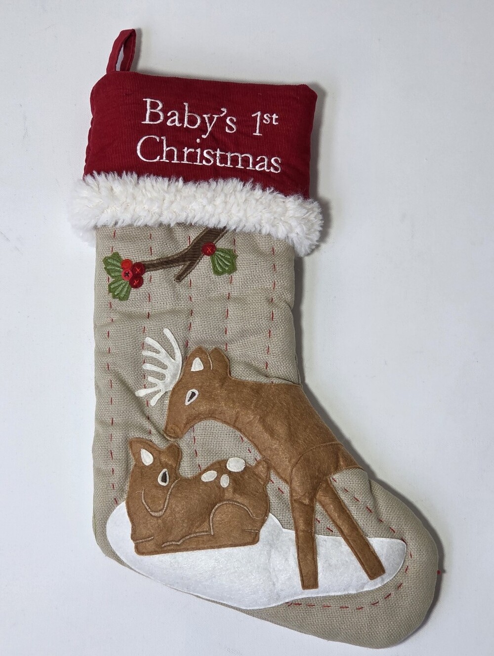 Pottery Barn Kids Baby’s 1st Christmas Woodland Deer Stocking
